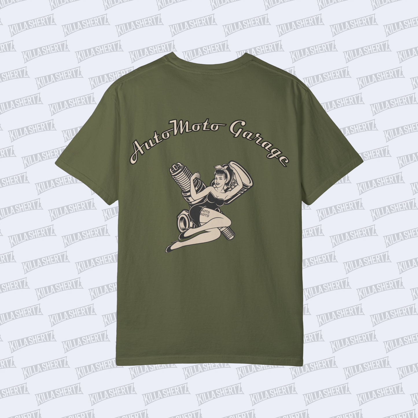 AUTO MOTO - Auto Moto Garage Pin-Up Girl - Garment-Dyed T-shirt