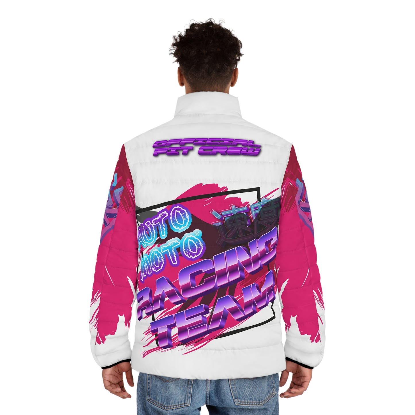 AUTO MOTO - Racing Team Puffer Jacket — Retro All-Over Print