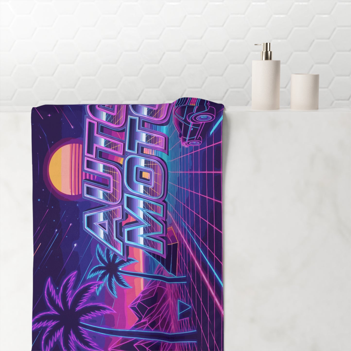 AUTO MOTO - Synth Wave Mink-Cotton Towel