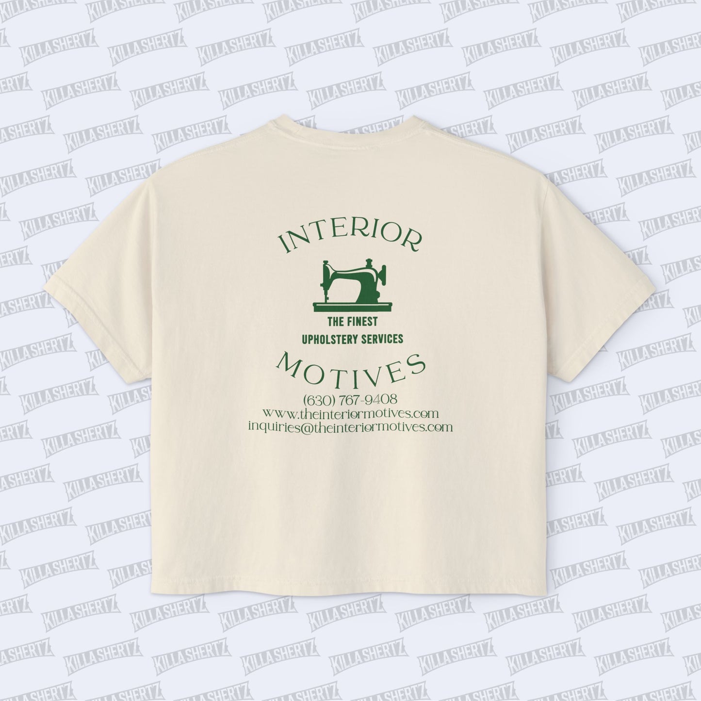 Interior Motives - Green Logo Garment Dyed Women's Boxy Tee - Back