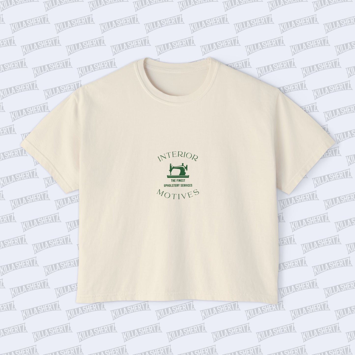 Interior Motives - Green Logo Garment Dyed Women's Boxy Tee - Front