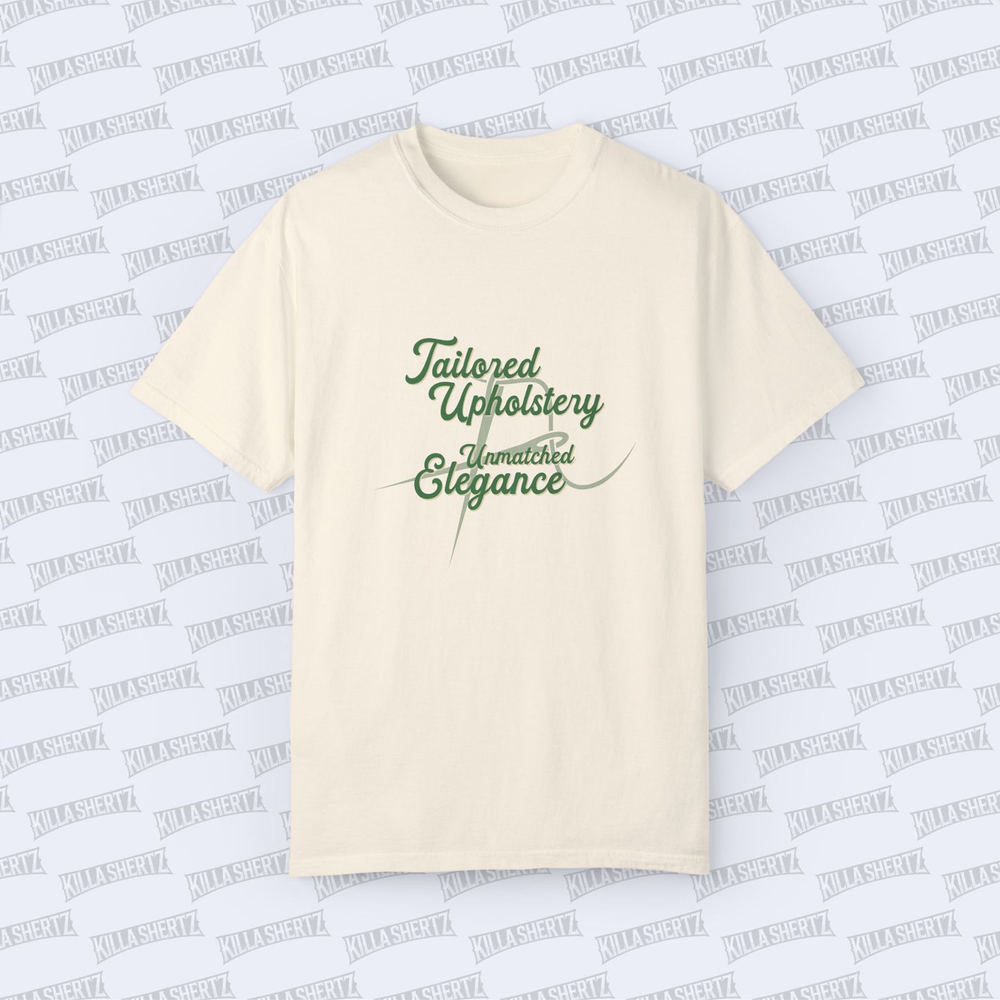 Interior Motives - Tailored Upholstery, Unmatched Elegance White Unisex Garment-Dyed T-shirt - Front