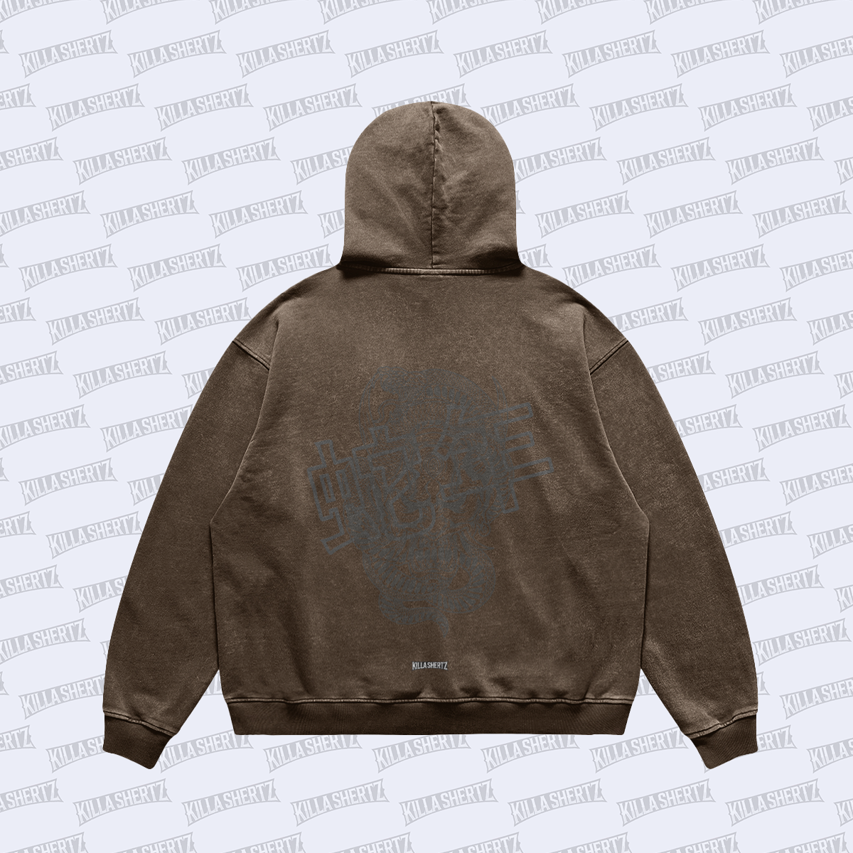 Killa Shertz - Year of the Snake/Oni Heavyweight Oversized Hoodie - Brown - Back