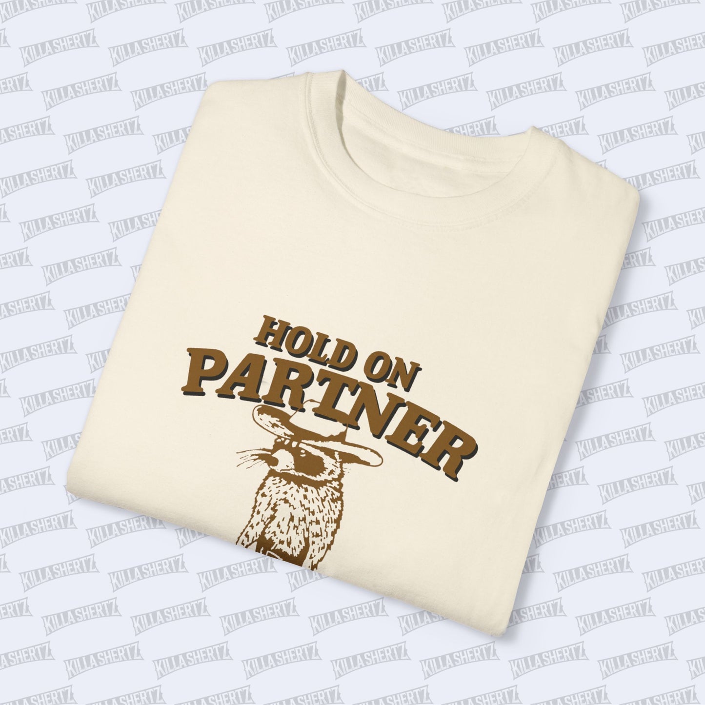 Killa Shertz Cowboy Rocky Raccoon Tee - Ivory - Folded