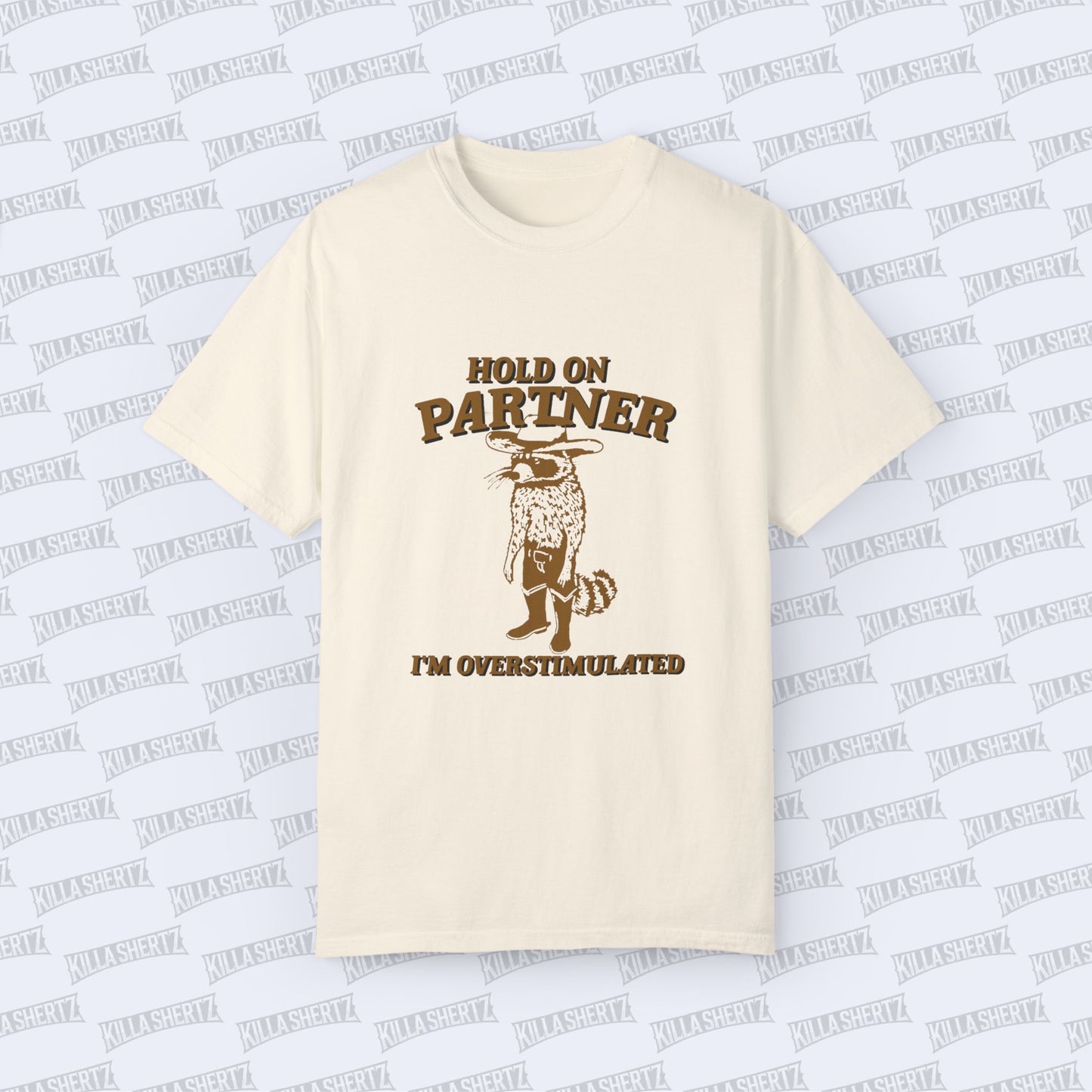 Killa Shertz Cowboy Rocky Raccoon Tee - Ivory - Front