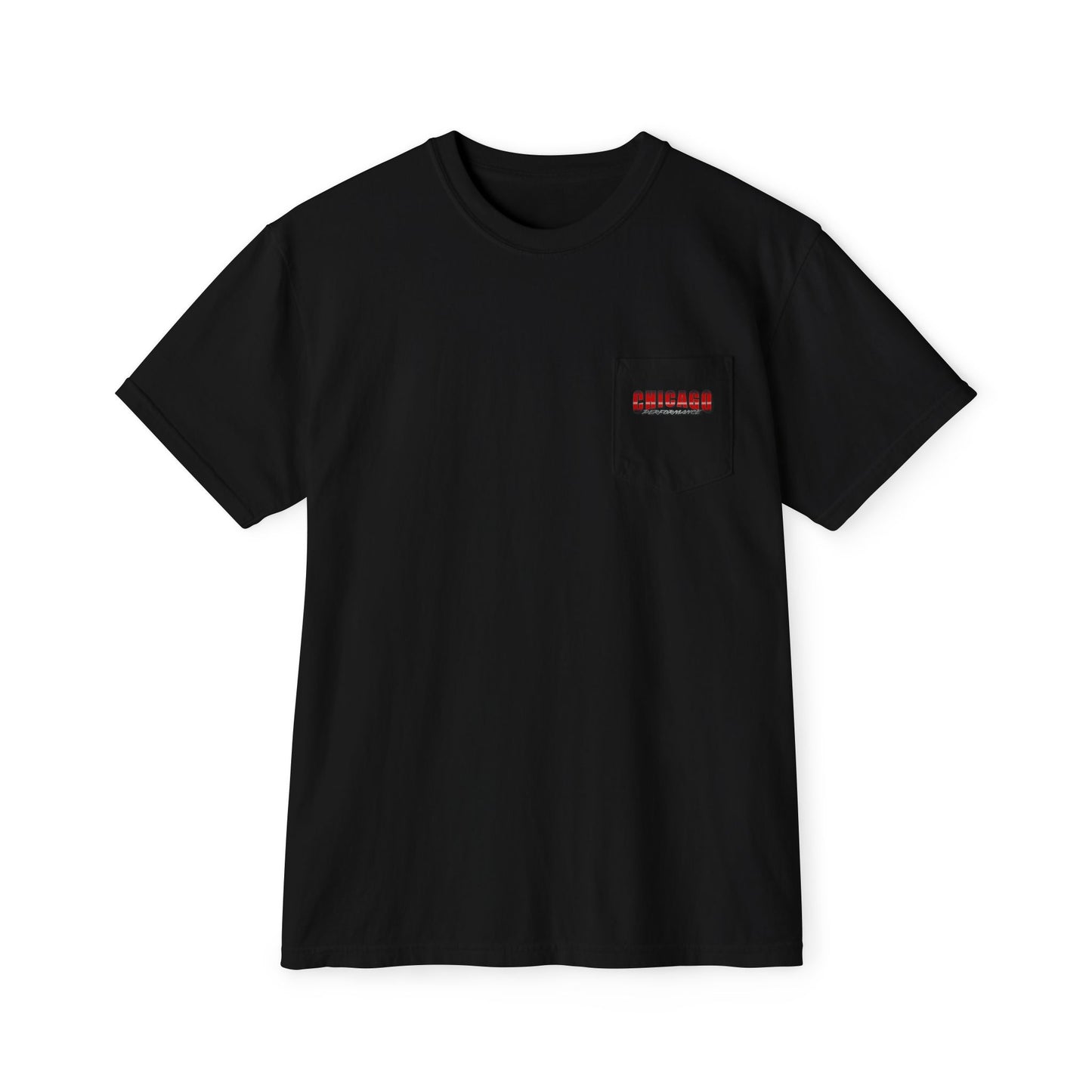 Chicago Performance - "Loud Pipes, Faster Bikes" Garment-Dyed Pocket T-Shirt