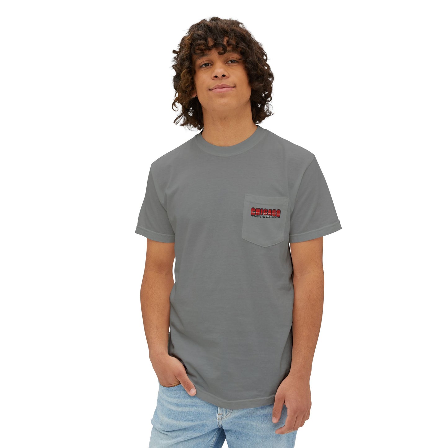 Chicago Performance - "Loud Pipes, Faster Bikes" Garment-Dyed Pocket T-Shirt