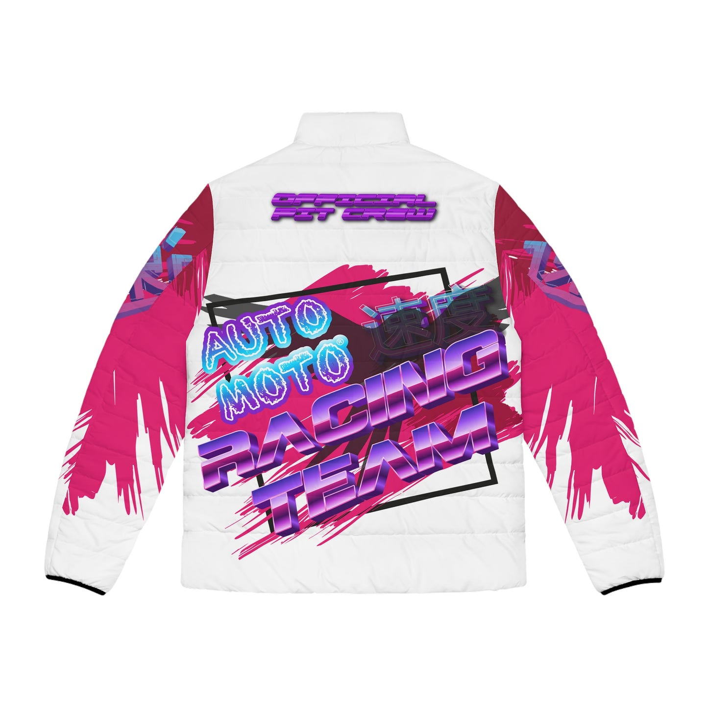 AUTO MOTO - Racing Team Puffer Jacket — Retro All-Over Print