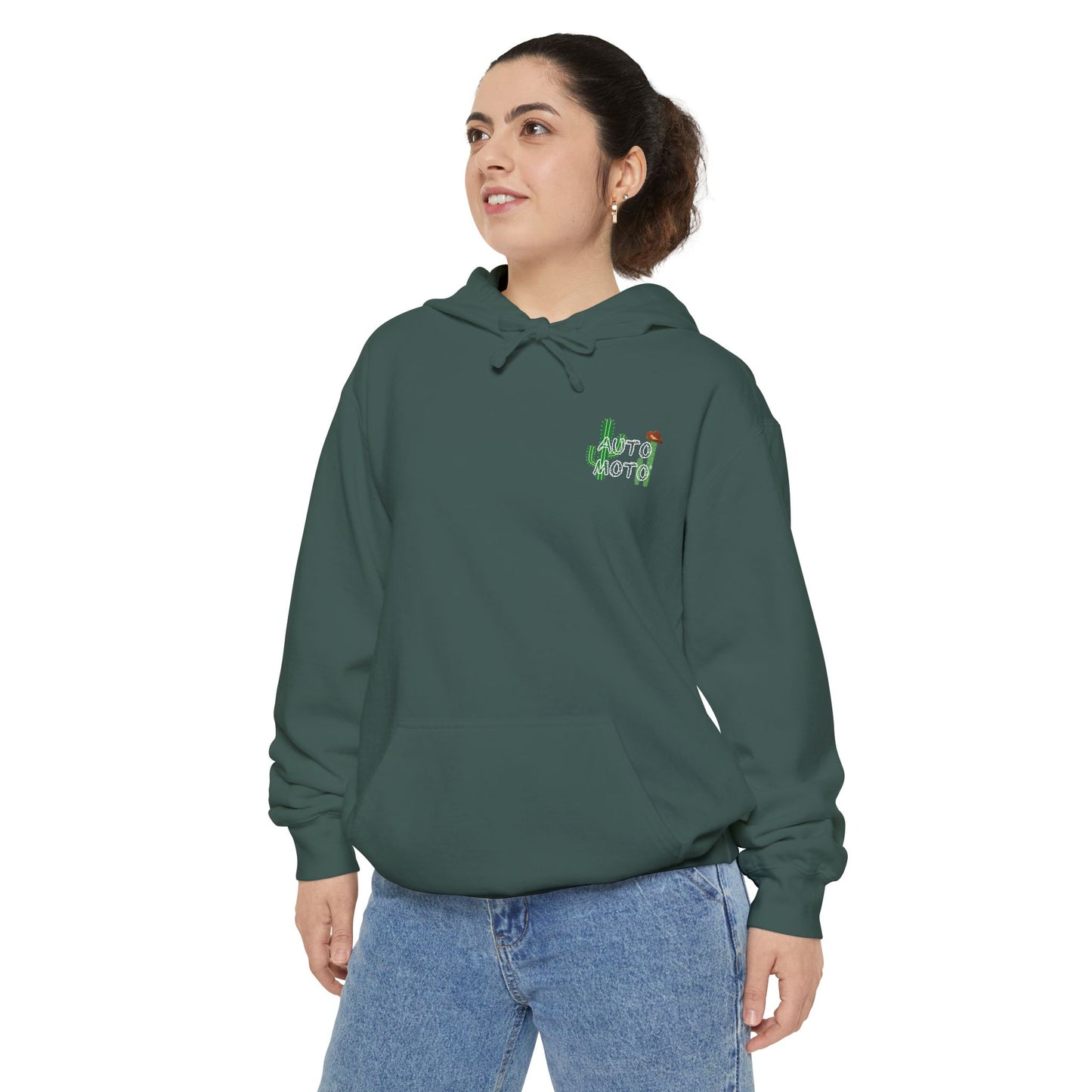 AUTO MOTO - Western Art Garment-Dyed Hoodie