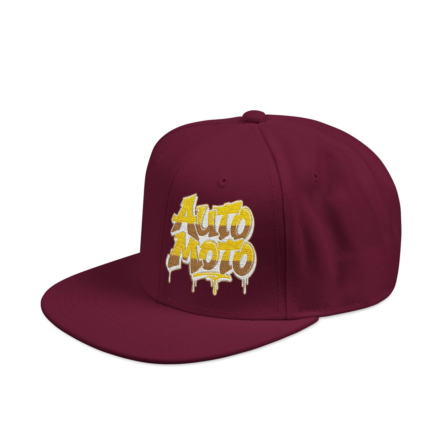 AUTOMOTO Graffiti Maroon Snapback Hat | Embroidered Racing Cap