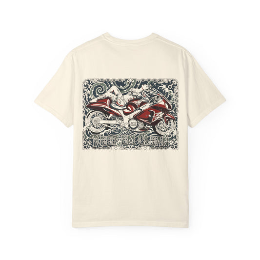 Copy of AUTO MOTO - Keep 'Em Clean Pin-Up Girl Japanese Style Unisex Garment-Dyed T-shirt