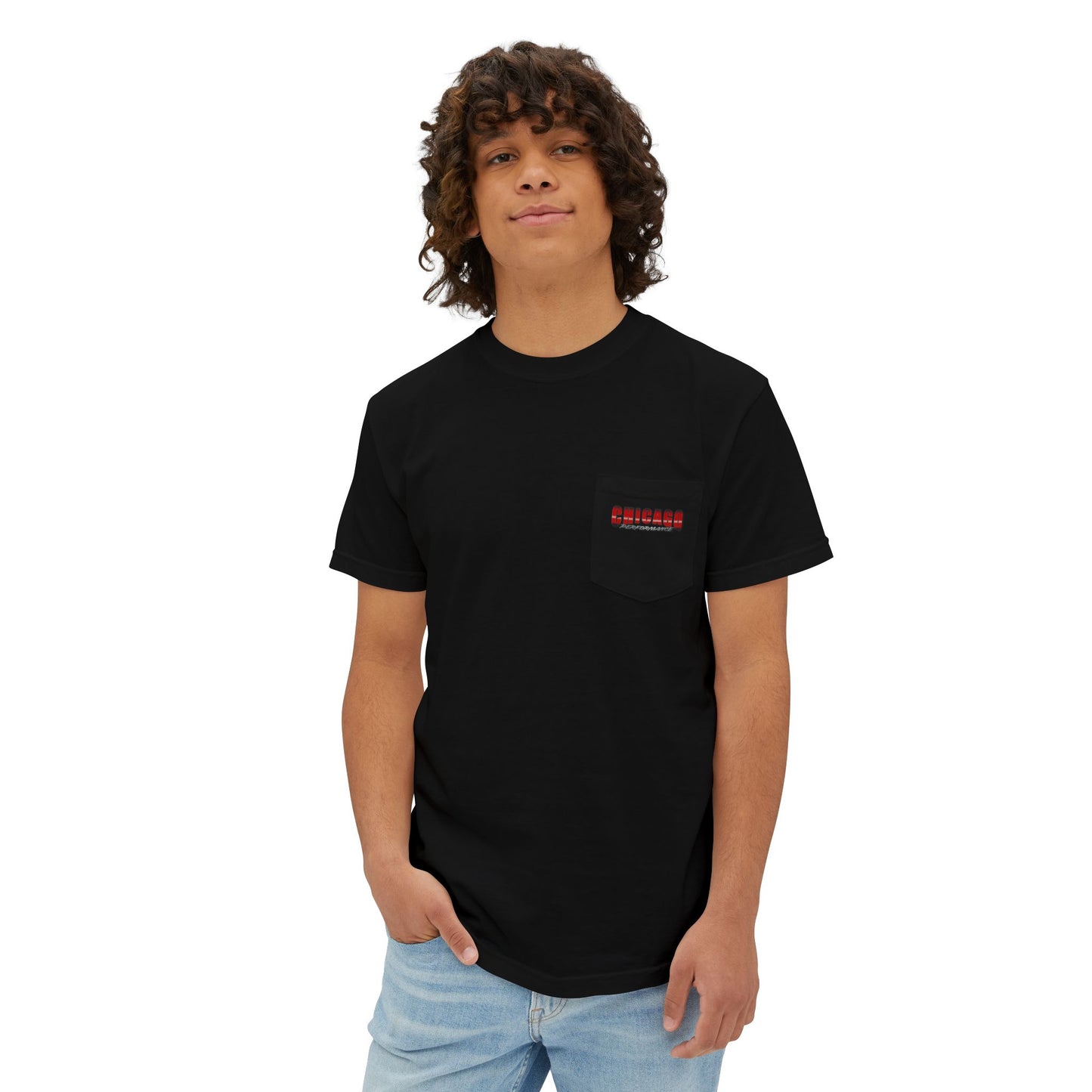 Chicago Performance - "Loud Pipes, Faster Bikes" Garment-Dyed Pocket T-Shirt