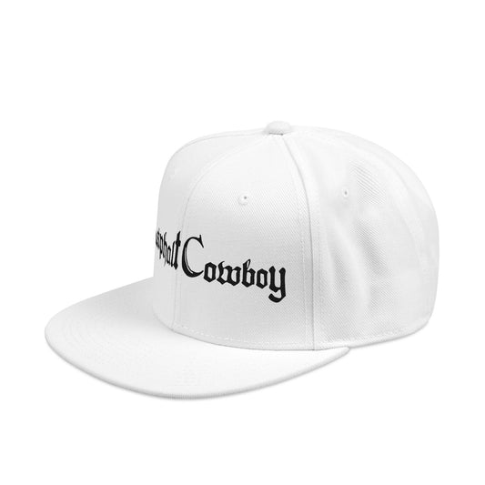 AUTO MOTO - Gothic Asphalt Cowboy White Snapback Hat | Embroidered Cap