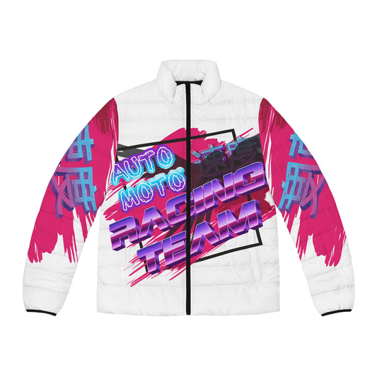 AUTO MOTO - Racing Team Puffer Jacket — Retro All-Over Print