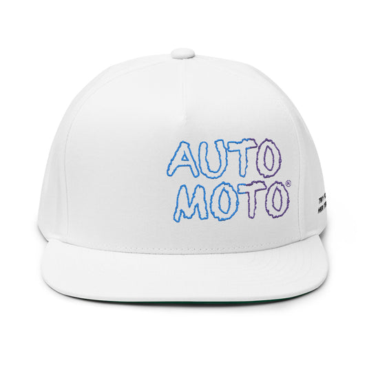 AUTO MOTO - LOGO Flat Bill 5 Panel Snapback (White)