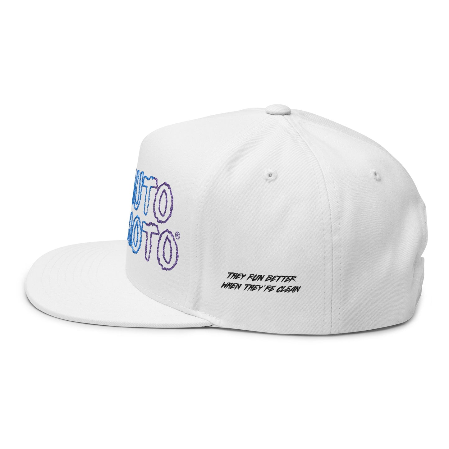 AUTO MOTO - LOGO Flat Bill 5 Panel Snapback (White)