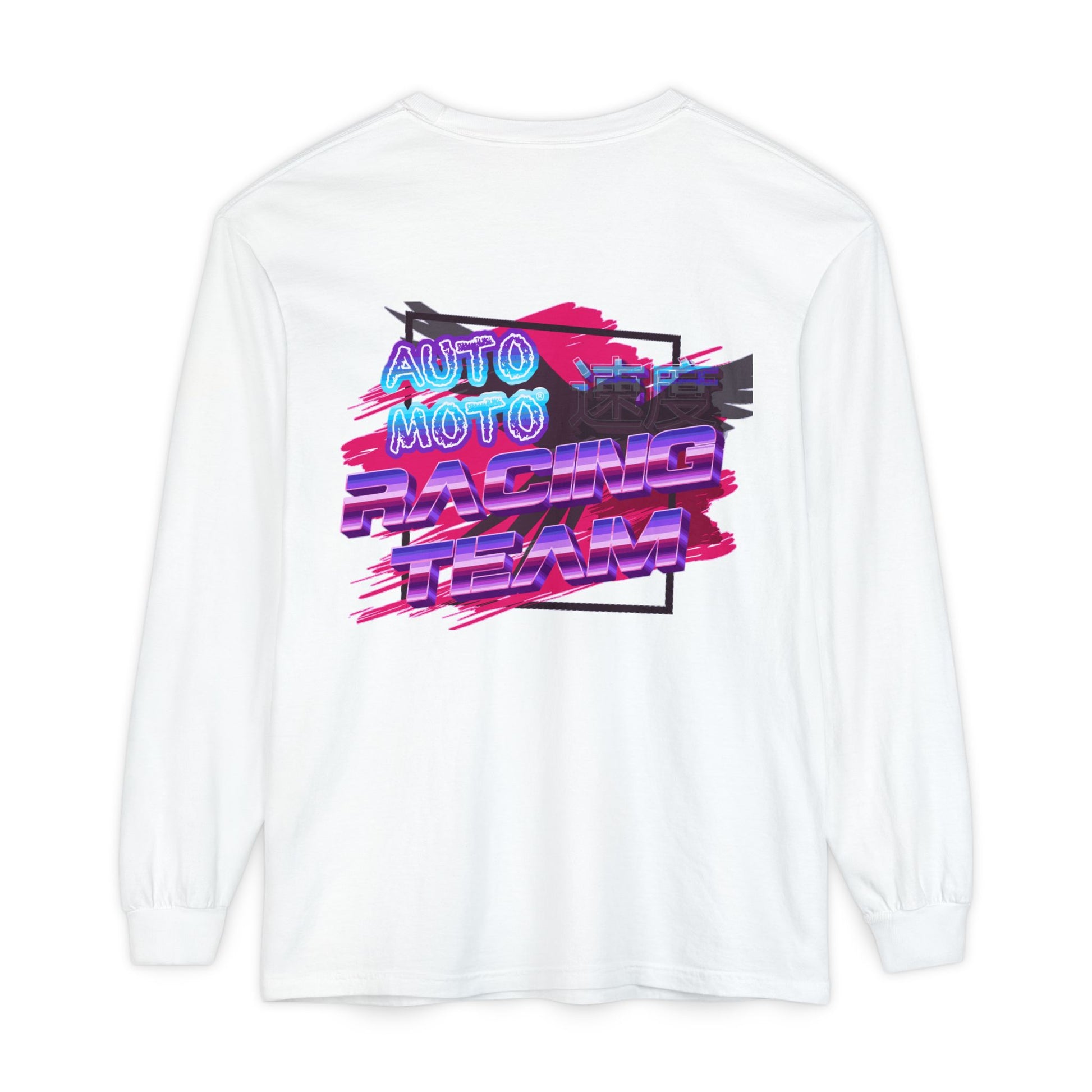 AUTO MOTO - Racing Team Garment Dyed Long Sleeve T-Shirt - Back - White