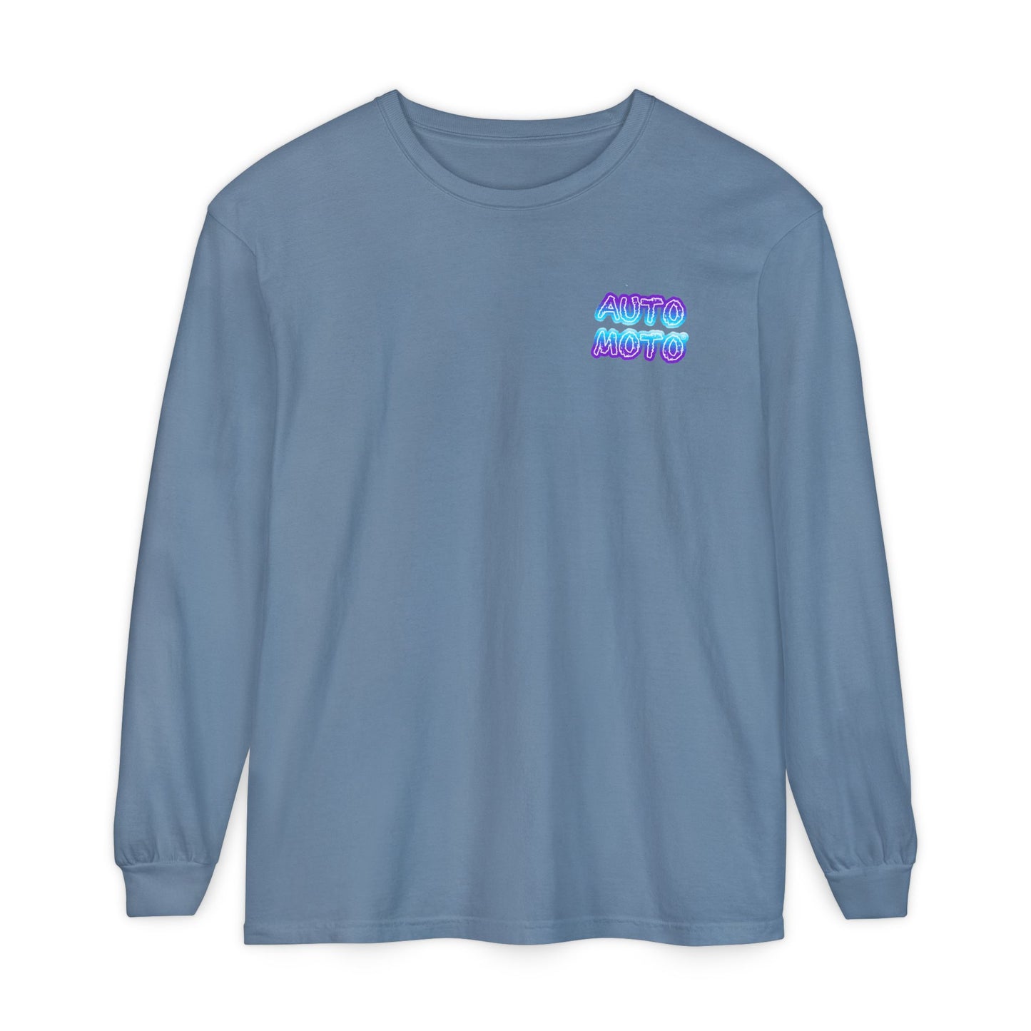 AUTO MOTO - Racing Team Garment Dyed Long Sleeve T-Shirt - Blue Jean