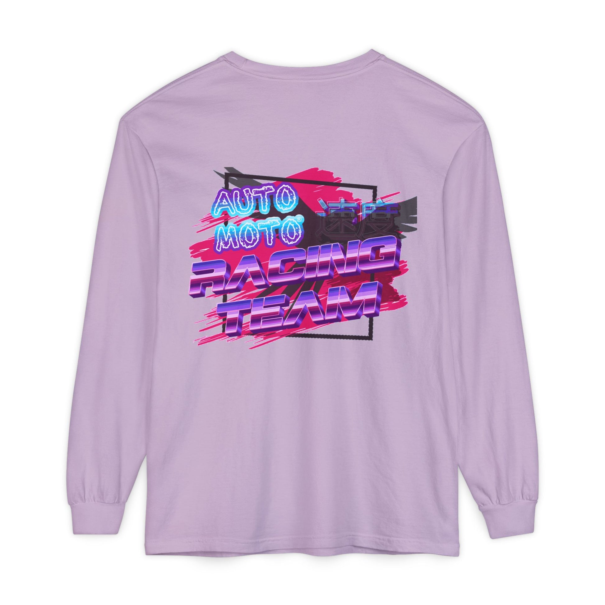 AUTO MOTO - Racing Team Garment Dyed Long Sleeve T-Shirt - back - Orchid