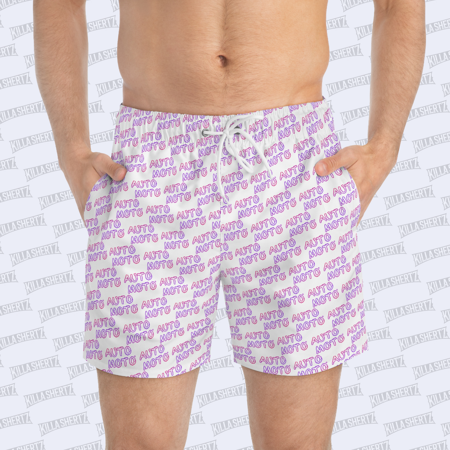 Auto Moto - Logo Men's Swim Trunks - Front - Male Model