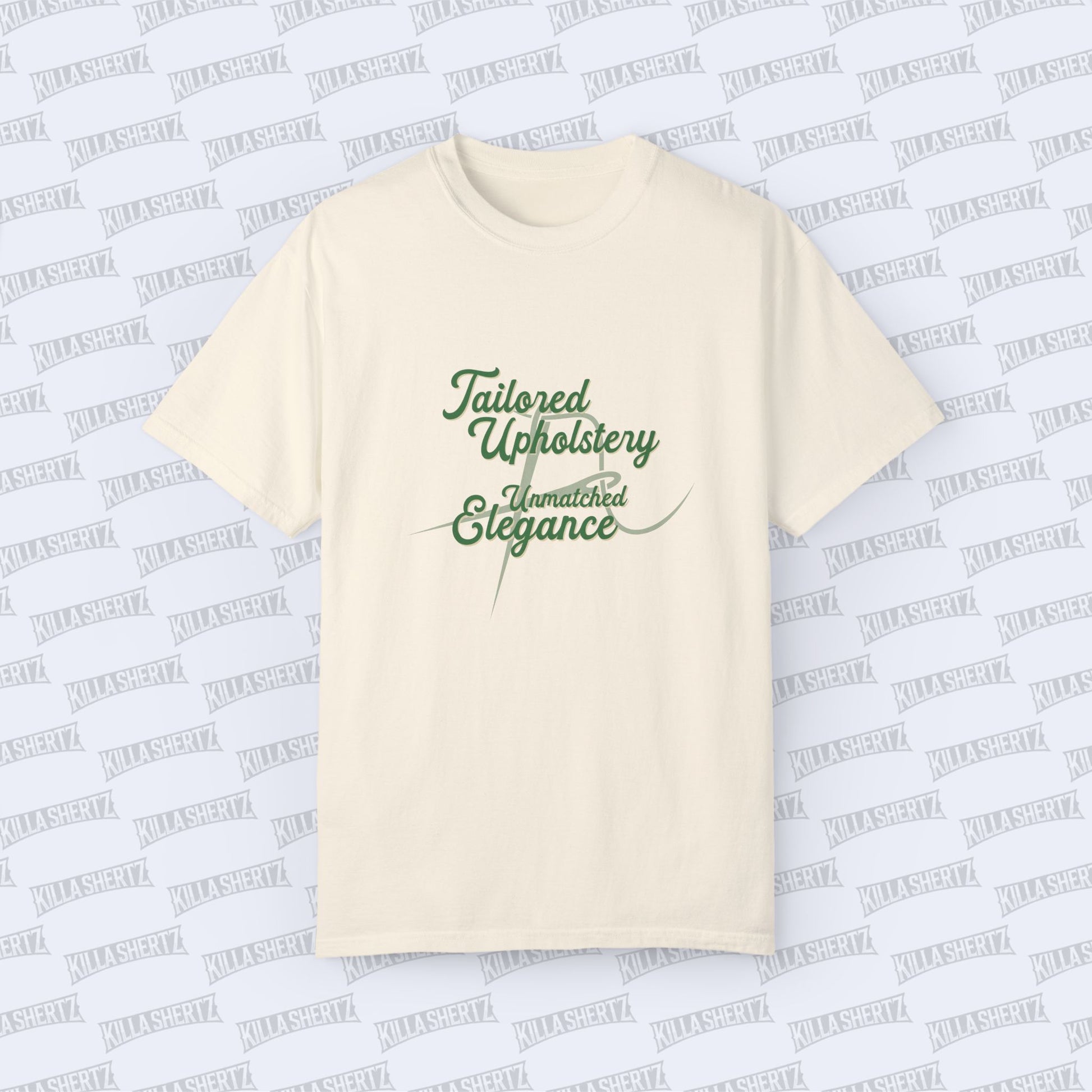 Interior Motives - Tailored Upholstery, Unmatched Elegance White Unisex Garment-Dyed T-shirt - Front