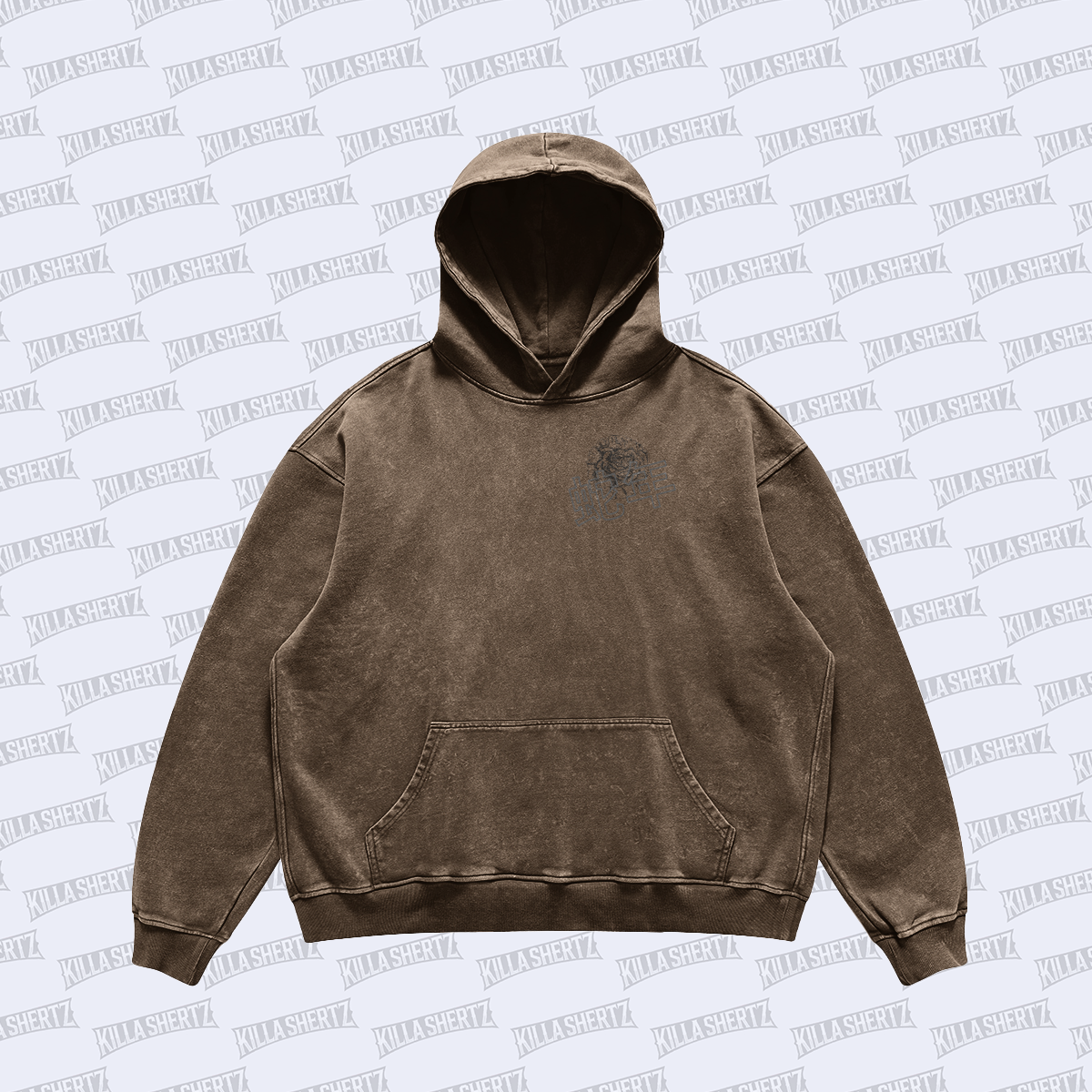 Killa Shertz - Year of the Snake/Oni Heavyweight Oversized Hoodie - Brown - Front