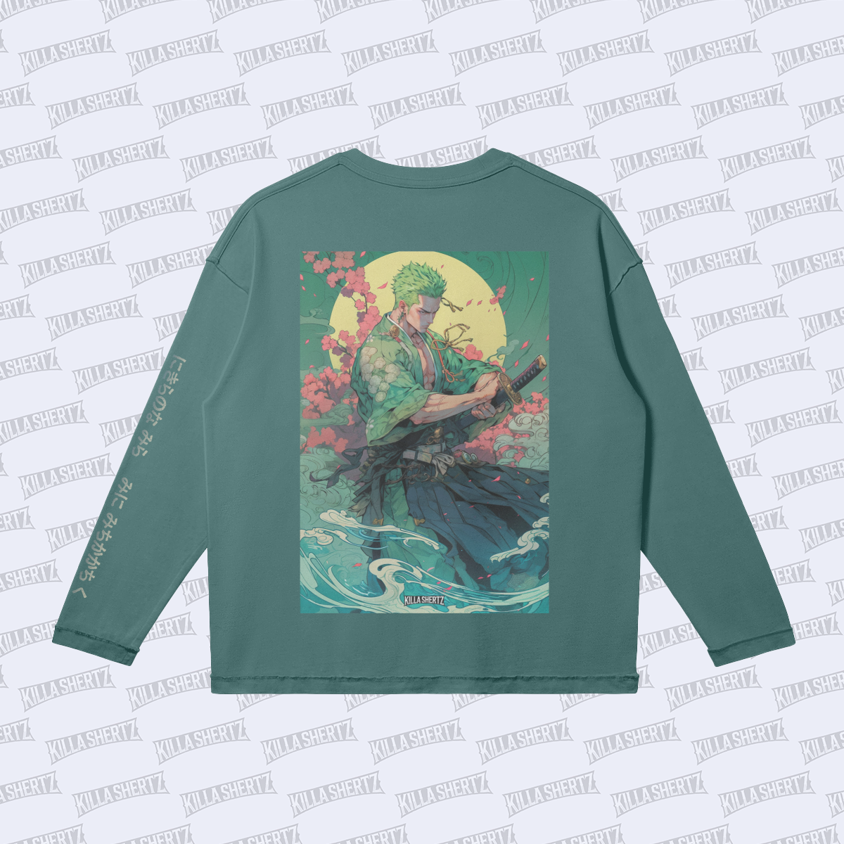 Killa Shertz - "Zoro" Oversized Raw Hem Washed Long Sleeve T-Shirt - Back