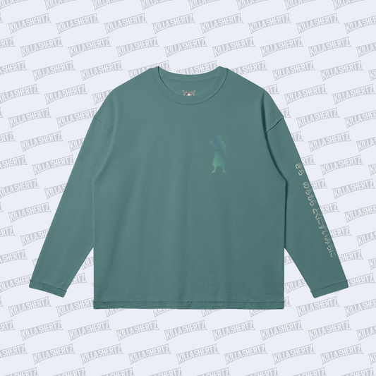 Killa Shertz - "Zoro" Oversized Raw Hem Washed Long Sleeve T-Shirt - Front
