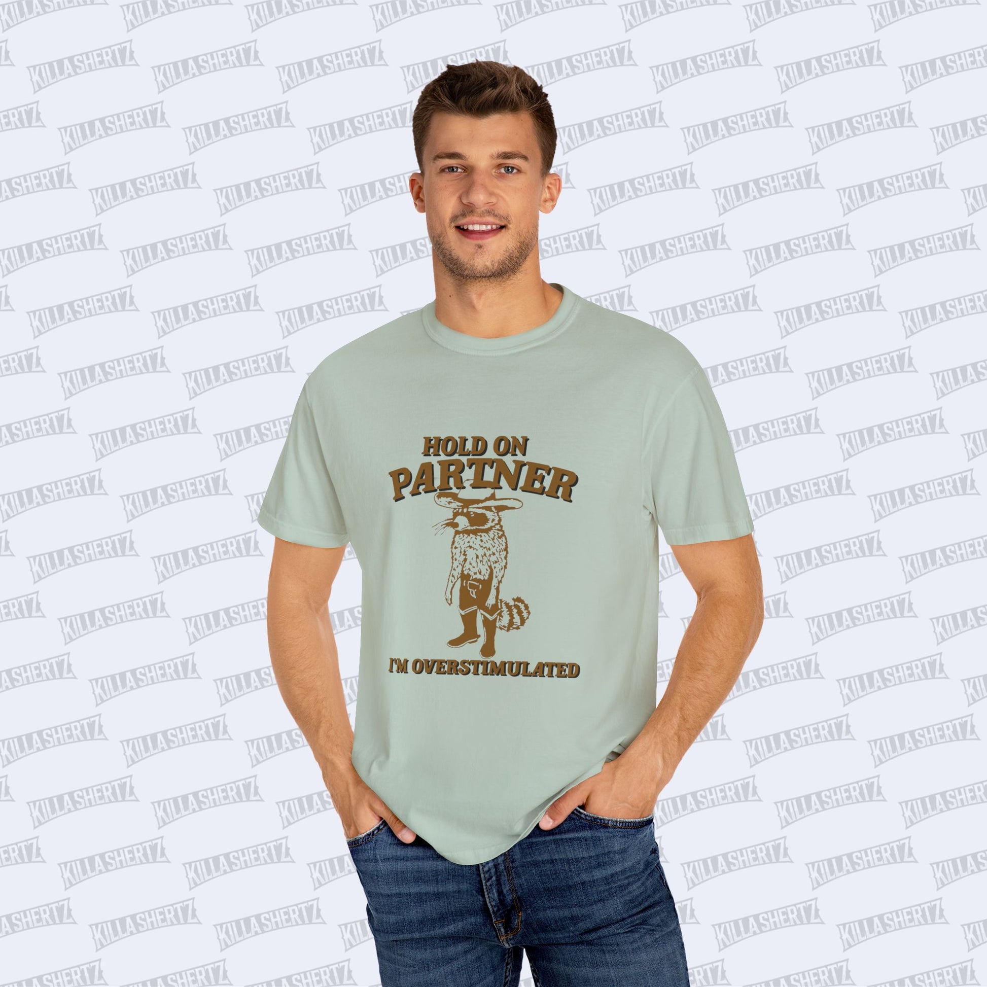 Killa Shertz Cowboy Rocky Raccoon Tee - Bay - Male Model