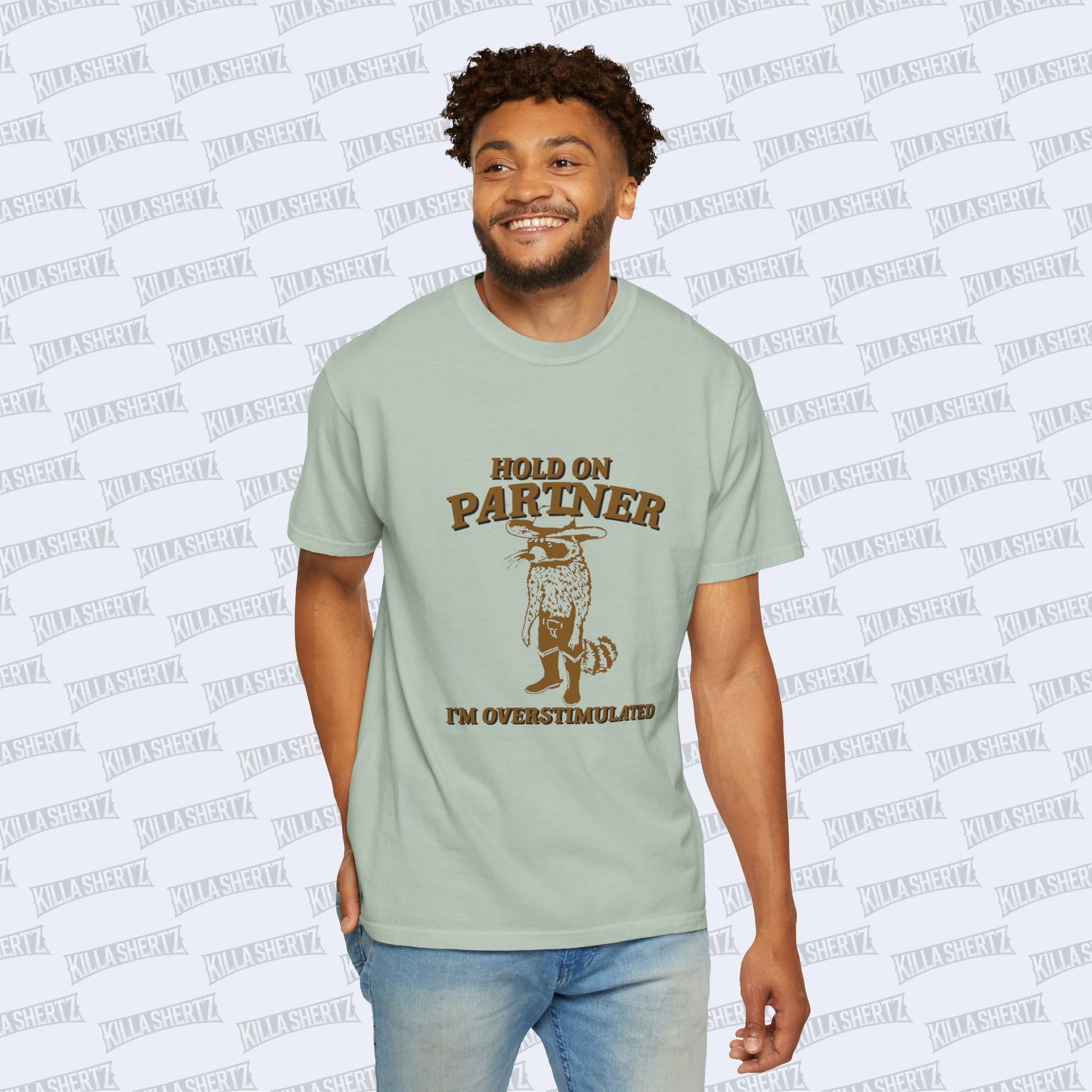 Killa Shertz Cowboy Rocky Raccoon Tee - Bay - Male Model 2