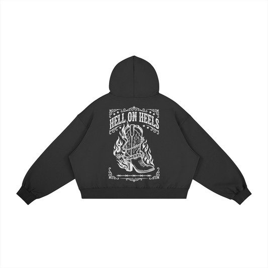 BUCKLE BUNNIES - Hell on Heels - Boxy Fleece Hoodie