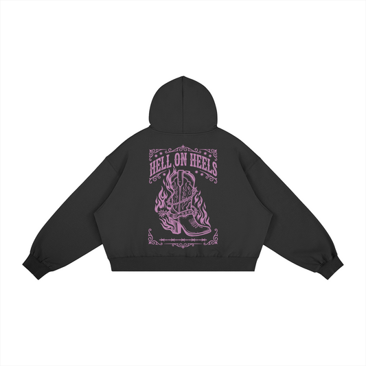 BUCKLE BUNNIES - Hell on Heels - Boxy Fleece Hoodie